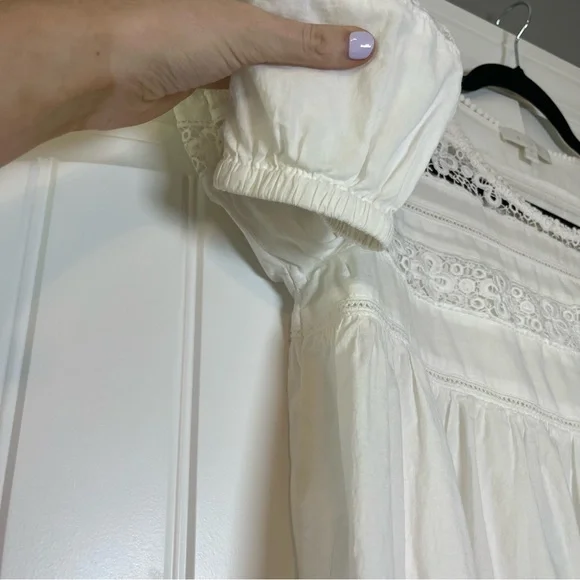 Anthropologie Eri + Ali White Blouse Peasant Long Sleeve Size Small Cotton - Picture 4 of 7